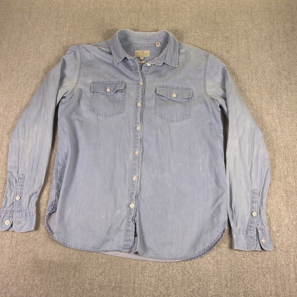 Jack Wills Denim Shirt Boyfriend Fit Women's 6 Button Up Pockets